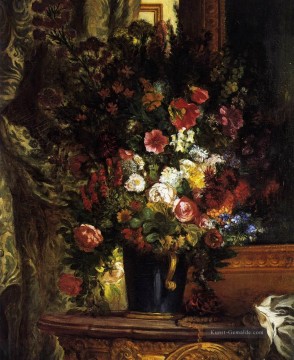  blume - Eine Vase Blumen auf einer Konsole Eugene Delacroix